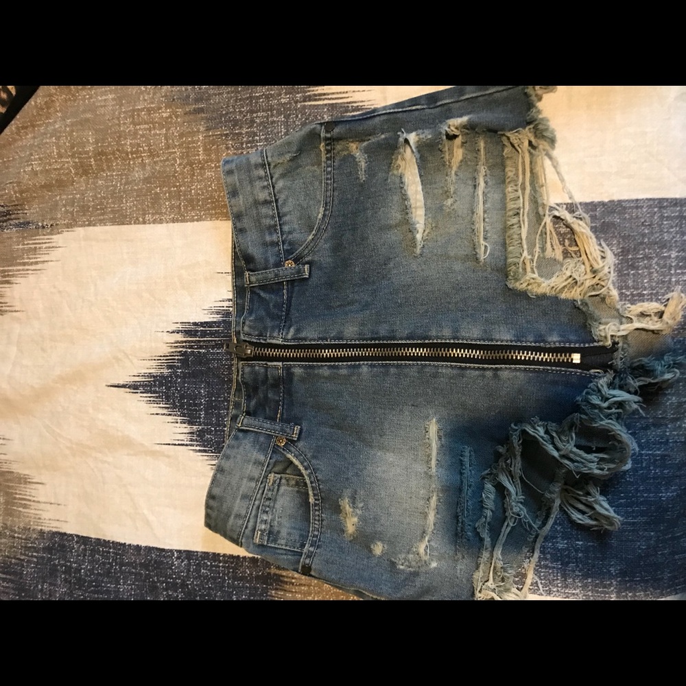 UNIF denim shorts double zipper